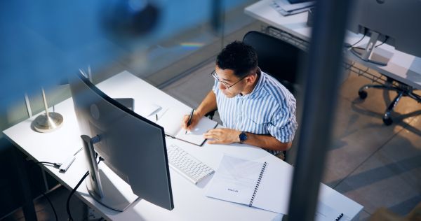 A man working on his computer