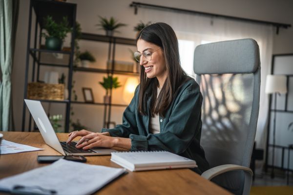 A woman productively working