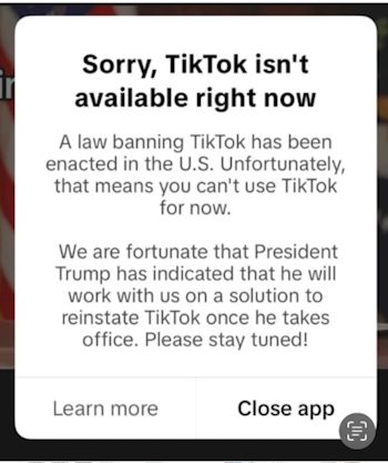 error message displayed for tiktok outage